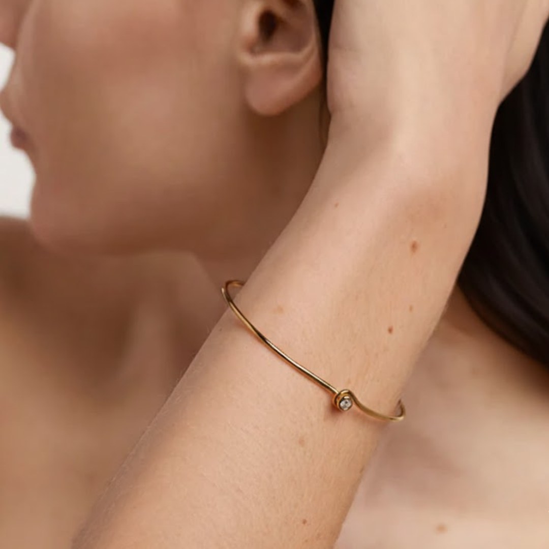 Diamond Cuff Bracelet,14K Solid Gold, Wave Bezel Setting, Modern Open Bangle, Certified Fine Jewelry, Anniversary Gift, Daily Wear