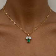 GIA Certified Natural Diamond & Emerald Leaf Necklace | 18K Solid Gold