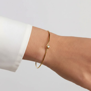 Diamond Cuff Bracelet,14K Solid Gold, Wave Bezel Setting, Modern Open Bangle, Certified Fine Jewelry, Anniversary Gift, Daily Wear