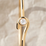 Load image into Gallery viewer, Diamond Cuff Bracelet,14K Solid Gold, Wave Bezel Setting, Modern Open Bangle, Certified Fine Jewelry, Anniversary Gift, Daily Wear