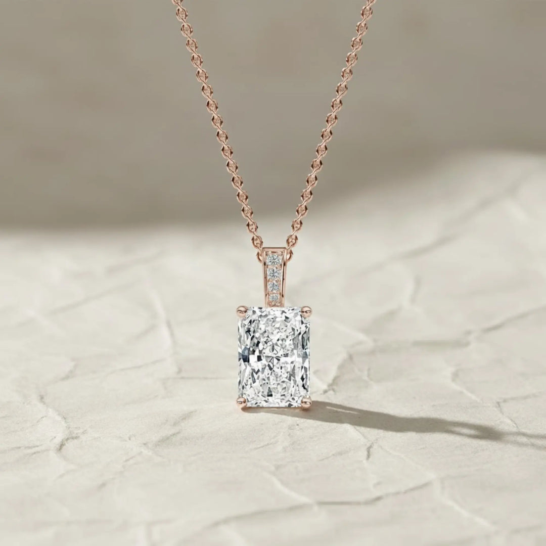 1.50Ct Radiant Cut Lab Diamond Necklace, 14K Gold Solitaire Pendant, F+ VS+ Certified,Prong Setting,Dainty Gold Jewelry for Gift or Everyday Jwalin Jewels