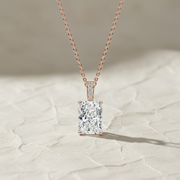 1.50Ct Radiant Cut Lab Diamond Necklace, 14K Gold Solitaire Pendant, F+ VS+ Certified,Prong Setting,Dainty Gold Jewelry for Gift or Everyday