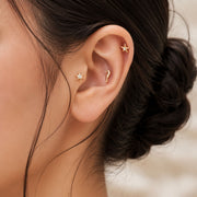 14K Solid Gold Star Flatback Stud, North Star Diamond Cartilage Earring