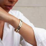 14k Gold Stitched Bangle Bracelet, Chunky Design, Hinged Closure, Gold and White Gold, Elegant Stacking Jewelry, Gift for Girlfriends