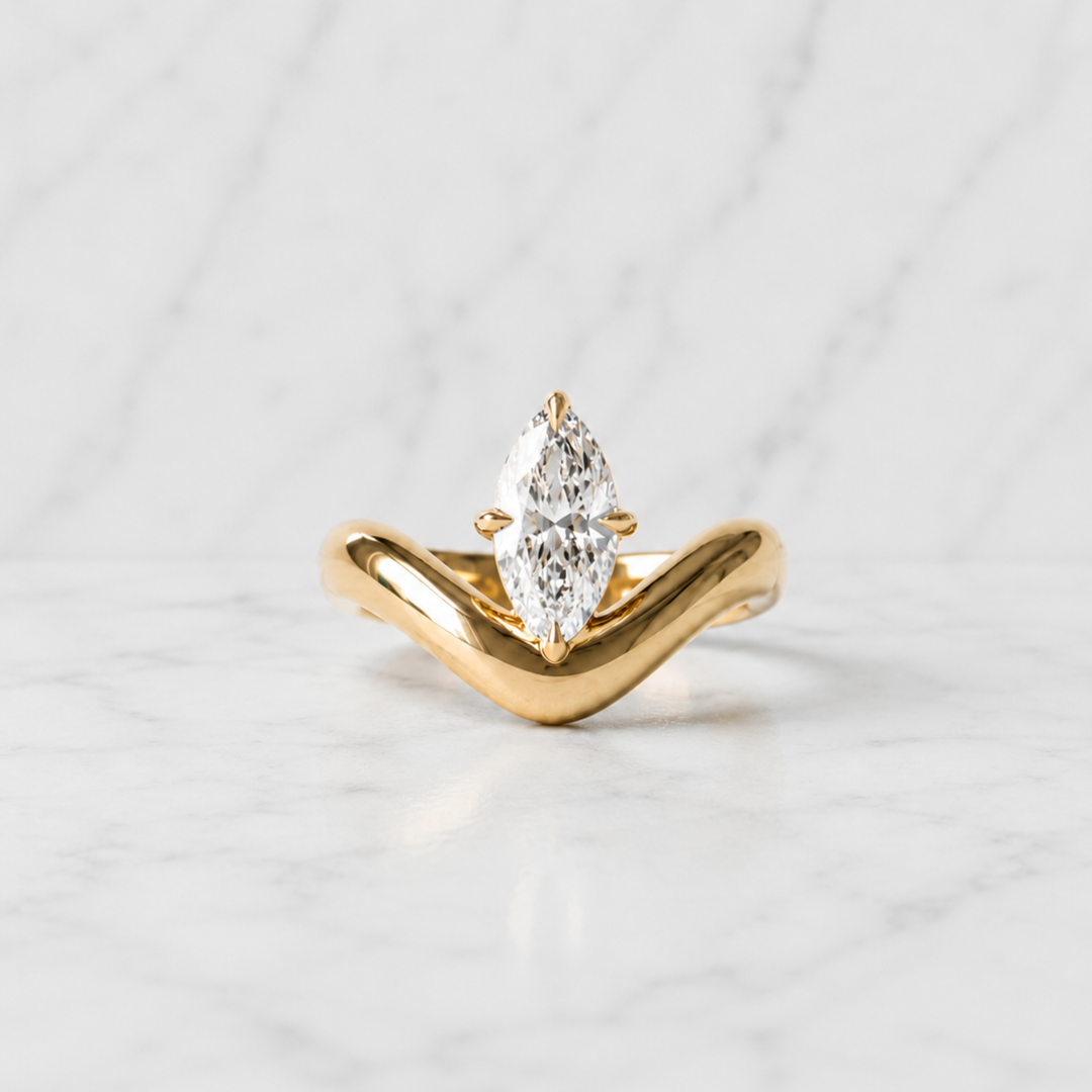 Diamond Engagement Ring 3mm Domed Setting, 14K Solid Gold Customizable Antique Cut, Certified Jewelry, IGI Certified, Gift Her