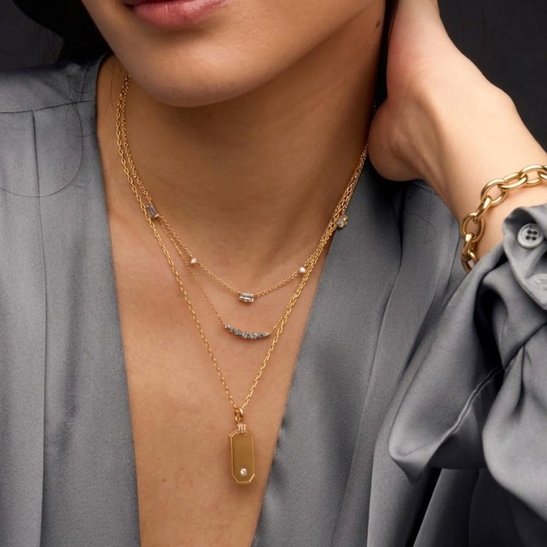 14k Solid Gold Diamond Mom Pendant, Personalized Dog Tag Necklace