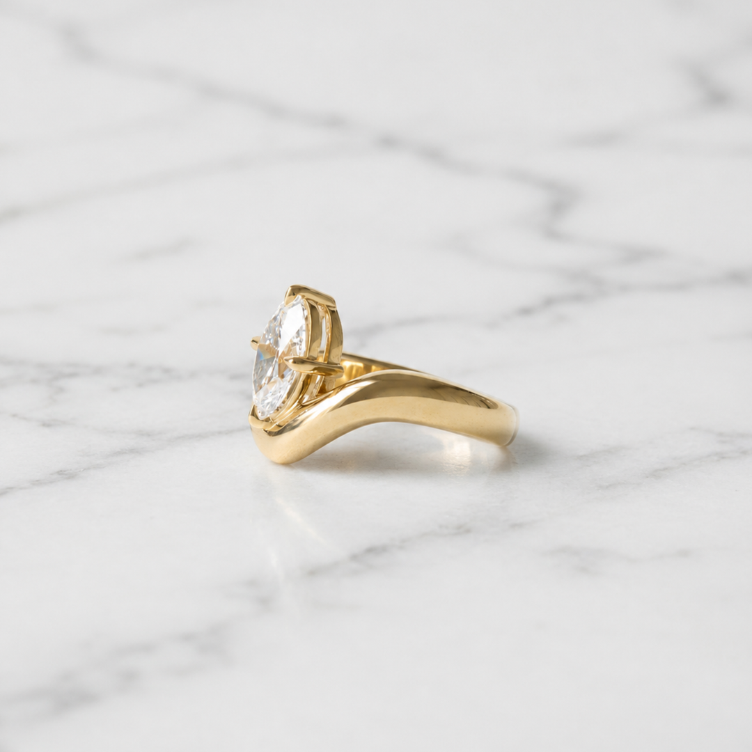 Diamond Engagement Ring 3mm Domed Setting, 14K Solid Gold Customizable Antique Cut, Certified Jewelry, IGI Certified, Gift Her