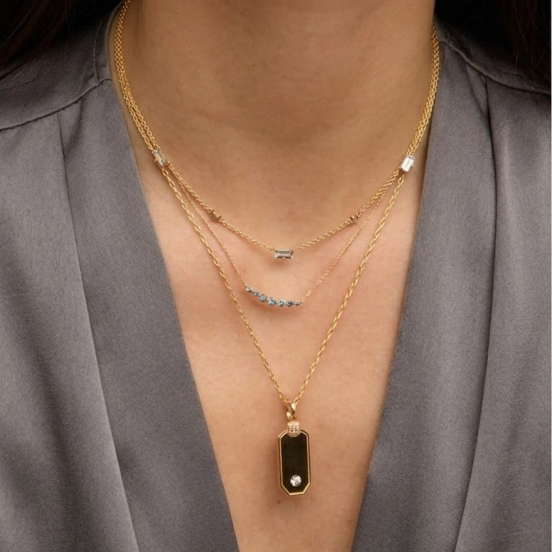 14k Solid Gold Diamond Mom Pendant, Personalized Dog Tag Necklace