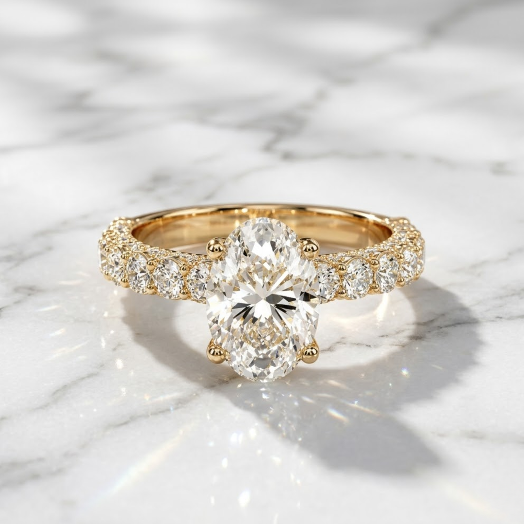1.95 Carat Lab Grown Diamond Engagement Ring, Hidden Halo, IGI Certified, Oval Cut Lab Created Diamond Solitaire Ring, 14k White Gold, Gift