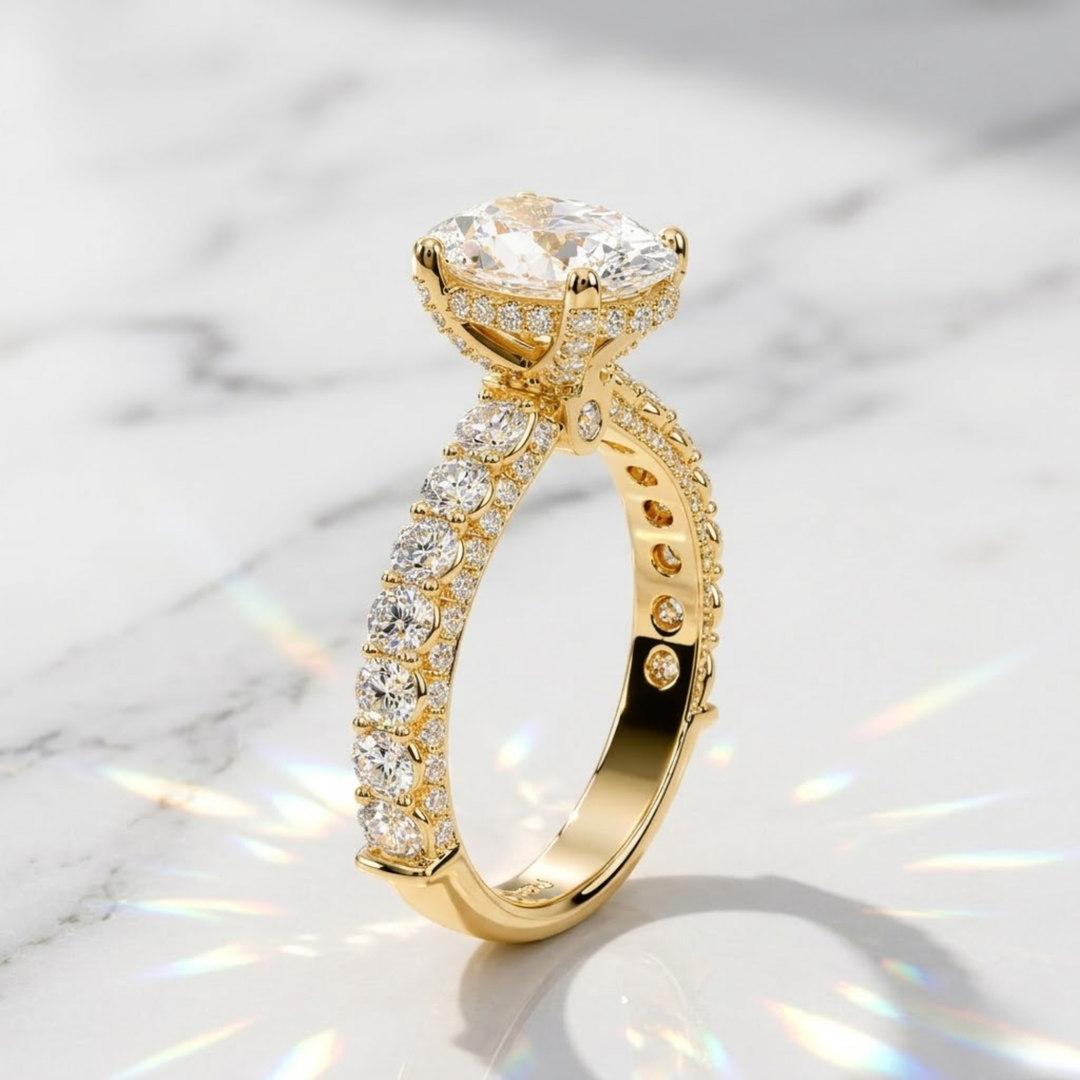 1.95 Carat Lab Grown Diamond Engagement Ring, Hidden Halo, IGI Certified, Oval Cut Lab Created Diamond Solitaire Ring, 14k White Gold, Gift