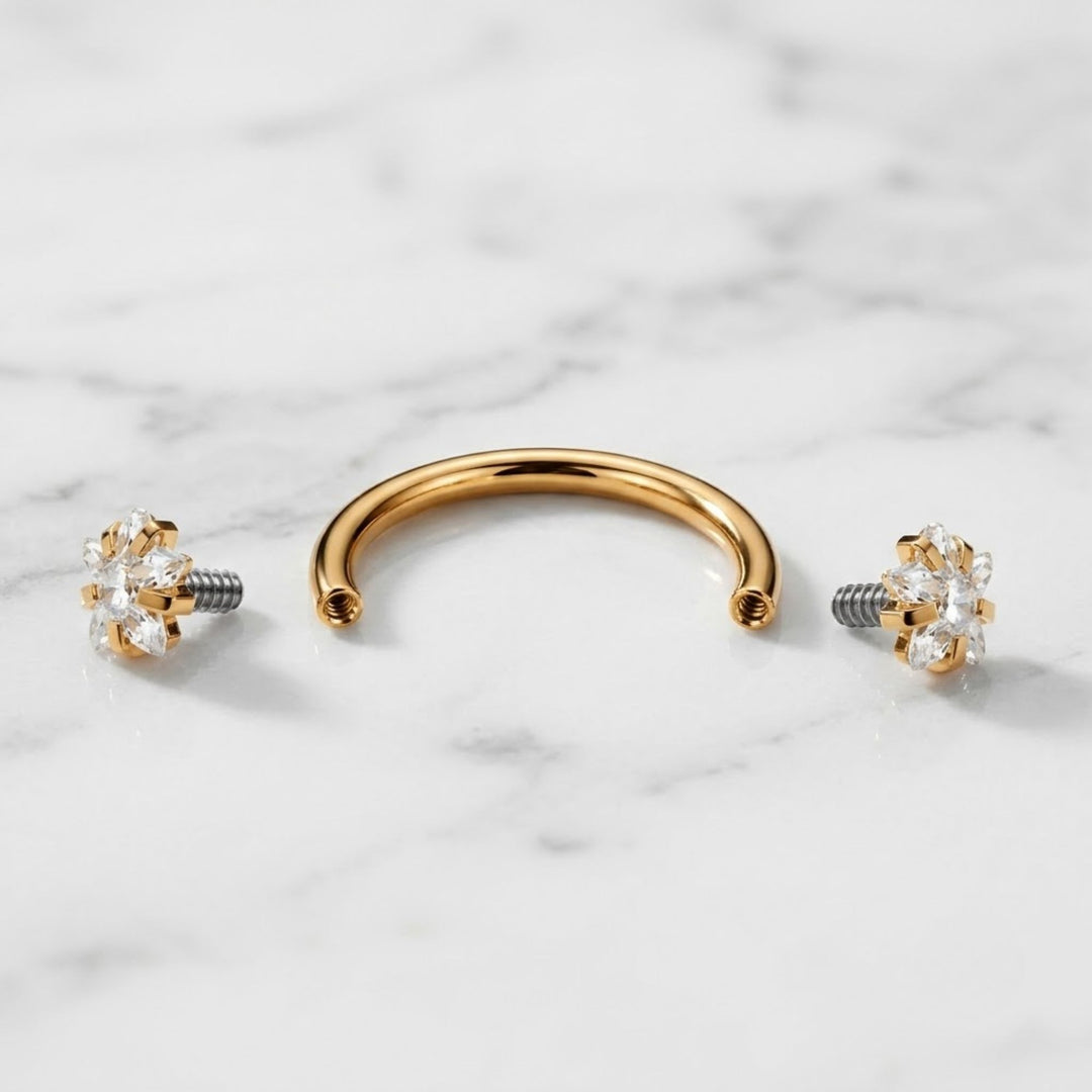 14K Solid Gold Flower Open Huggie Hoop, Diamond Starburst Cartilage Earring, Helix Daith Conch Piercing, Celestial Gift, Cartilage Hoop Gold