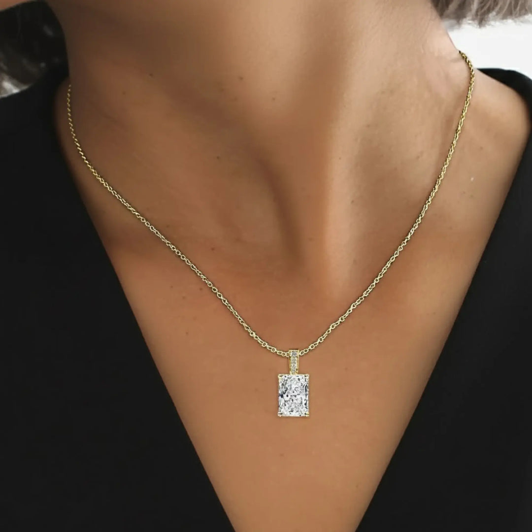 1.50Ct Radiant Cut Lab Diamond Necklace, 14K Gold Solitaire Pendant, F+ VS+ Certified,Prong Setting,Dainty Gold Jewelry for Gift or Everyday Jwalin Jewels