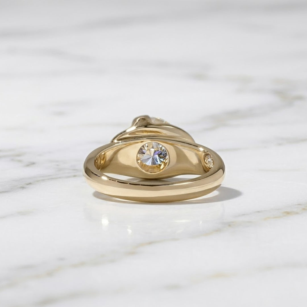 Round Cut Lab Grown Diamond Solitaire Ring 2 CT Bezel Set Solitaire Diamond Engagement Ring, 14K Gold Promise Ring, Anniversary Gift