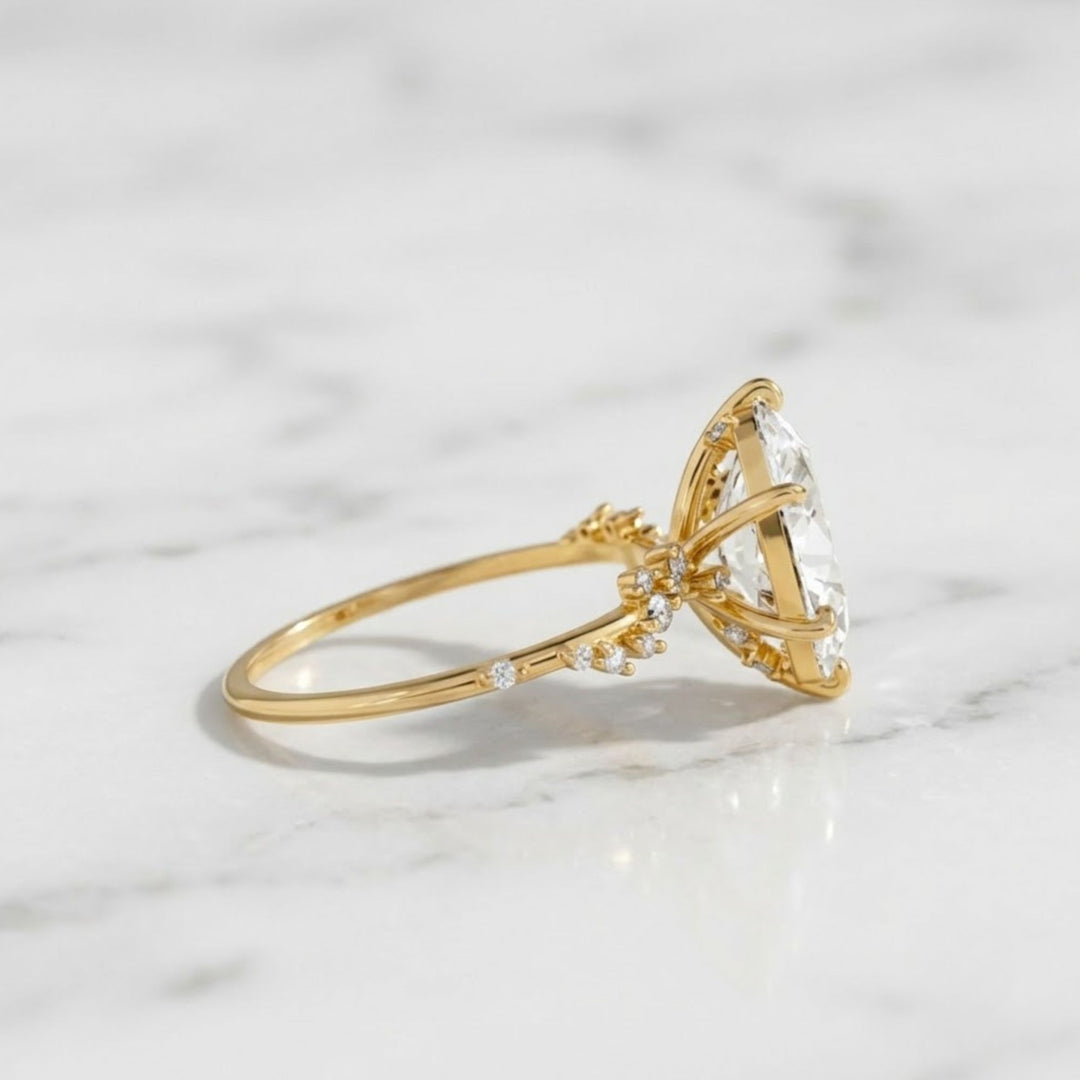 2.00 CT Oval Lab Grown Diamond Engagement Ring, Low Profile Solitaire Ring, Handmade Fine Jewelry, Minimalist Solid Gold Ring, IGI Certified