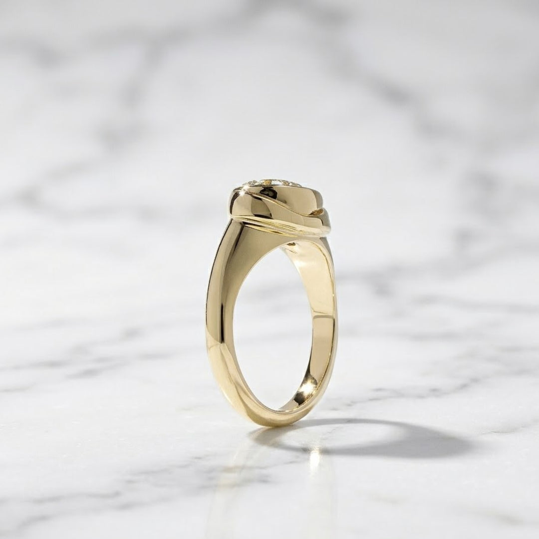 Round Cut Lab Grown Diamond Solitaire Ring 2 CT Bezel Set Solitaire Diamond Engagement Ring, 14K Gold Promise Ring, Anniversary Gift