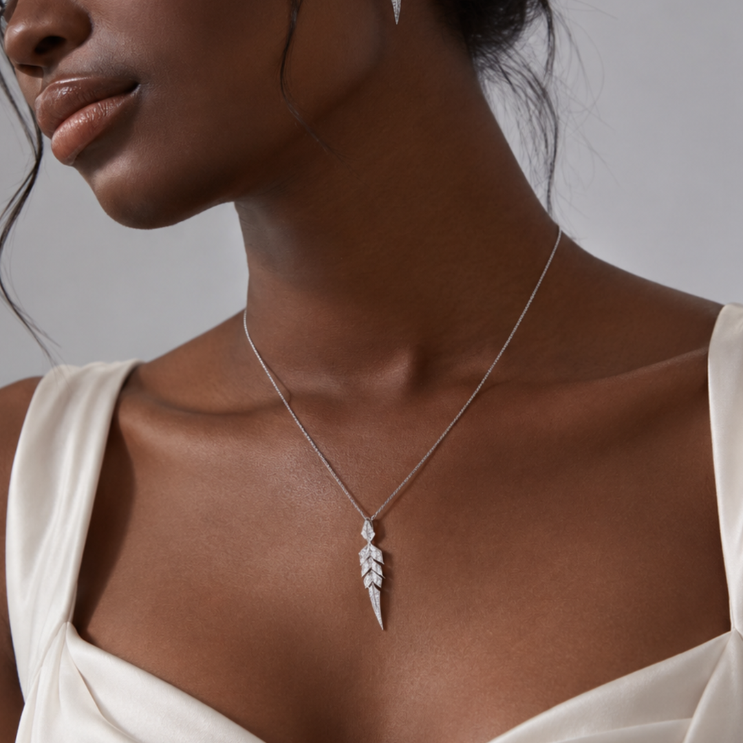 0.40 Carat GIA Certified Natural Diamond Tail Feather Drop Necklace| 18K Solid Gold