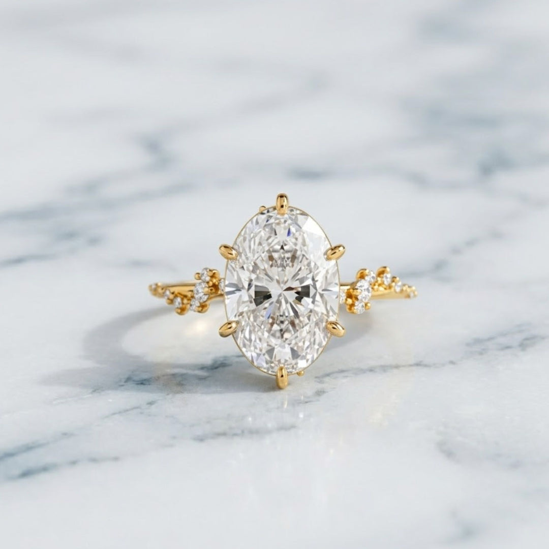 2.00 CT Oval Lab Grown Diamond Engagement Ring, Low Profile Solitaire Ring, Handmade Fine Jewelry, Minimalist Solid Gold Ring, IGI Certified