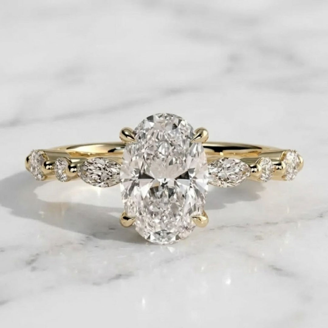 1.00 ct Oval Lab Grown Diamond Engagement Ring,Low Profile Solitaire, Handmade 14K Solid Gold, IGI Certified,Minimalist Wedding Ring for Her
