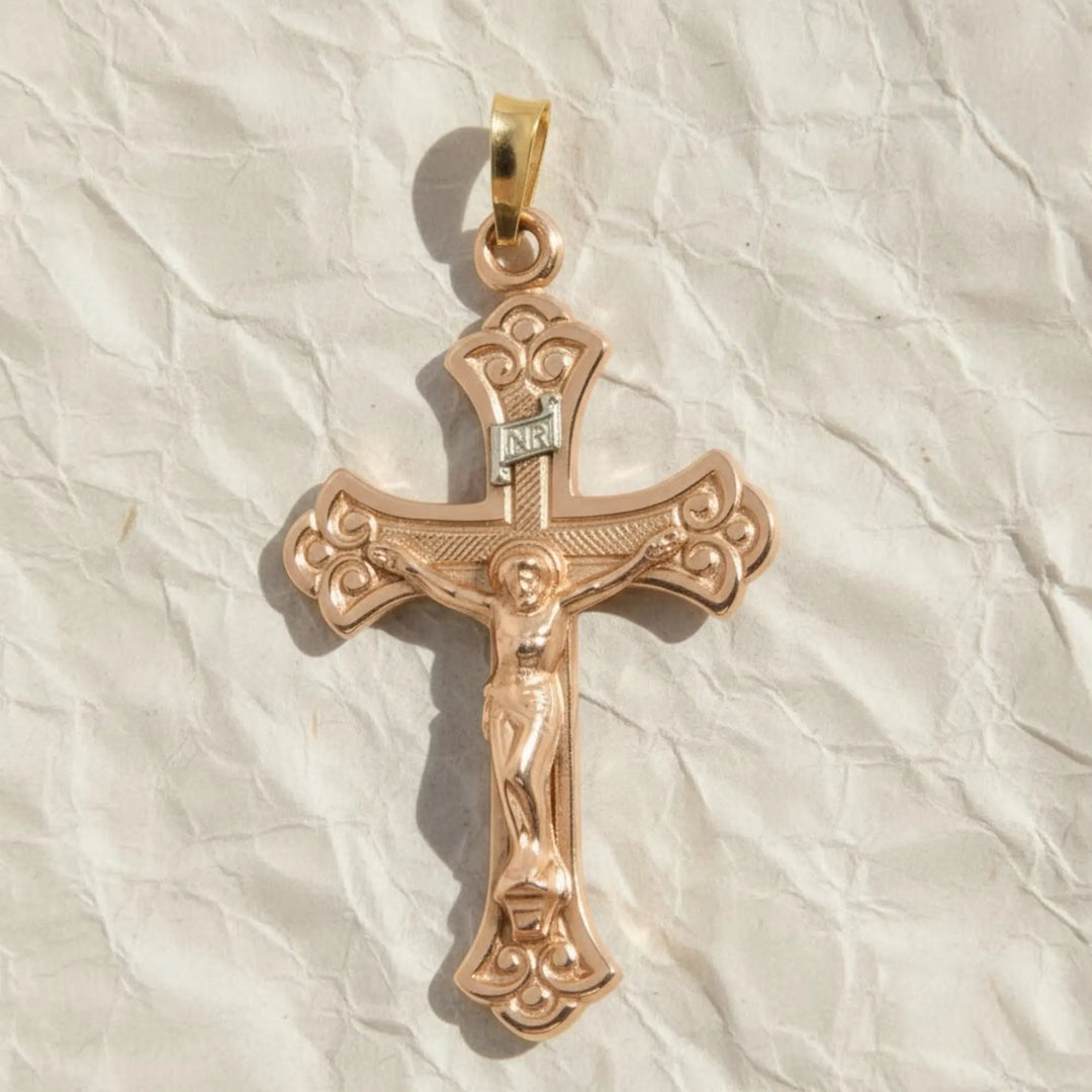 14K Solid Gold Jesus Cross Pendant, Christian Jewelry Jwalin Jewels