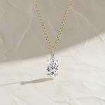 Load image into Gallery viewer, 1.50ct Marquise Cut Lab Grown Diamond Pendant Necklace, 9K-18K Gold, Solitaire Prong Set, Gift for Her, Layering Dainty Gold Necklace