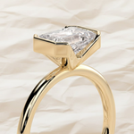 Load image into Gallery viewer, Emerald Half Bezel Lab Grown Diamond Engagement Ring, 1 to 3 CT Lab Created, Wedding Ring, Anniversary Gift, Solitaire Diamond Ring for her