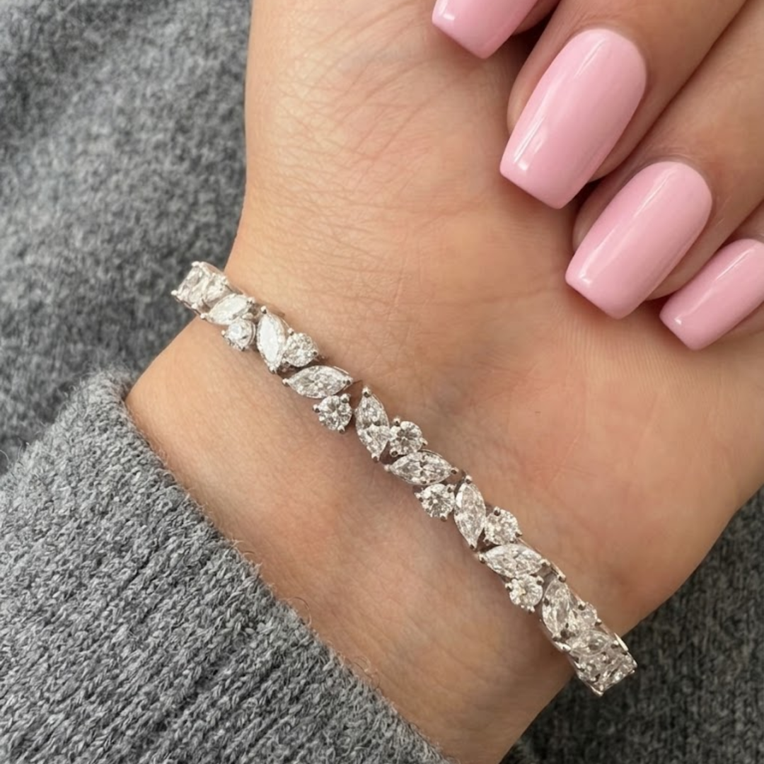 11.57ct Handmade Tennis Bracelet, 14K Gold Tennis Bracelet, Classic Tennis Bracelet, Everyday Diamond Bracelet, Statement Bracelet, Gift Her