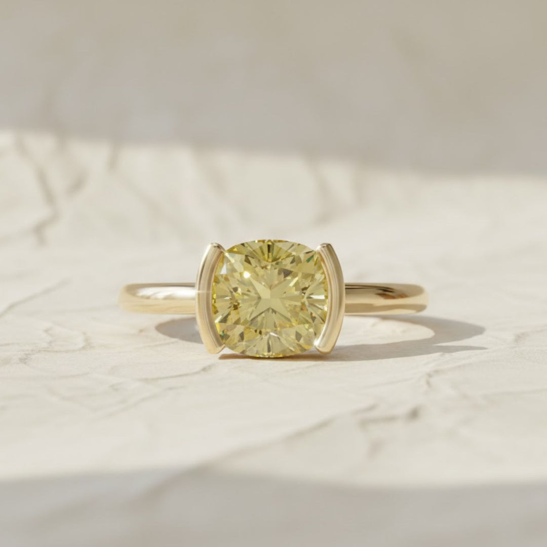 2 Carat Lab Grown Pink Diamond Ring Pink Solitaire Cushion Engagement Ring Wedding Gift Gold Ring For Women\Girl Anniversary Gift For Wife