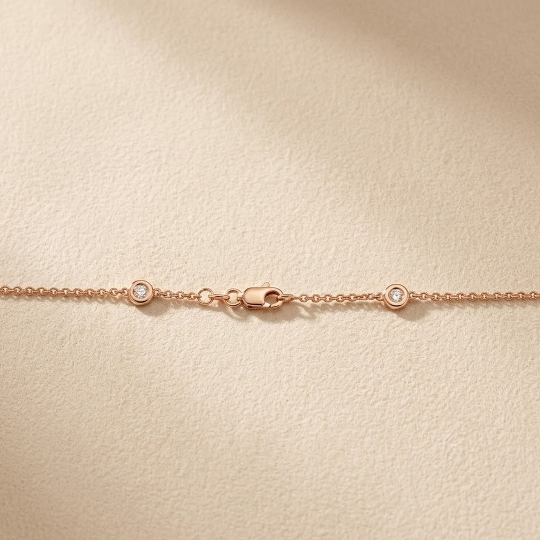 Diamond Bracelet / 0.30ctw 14k Gold Diamond by the Yard Bracelet / 14k Gold Diamond Bezel Bracelet / Diamond Solitaire Bracelet