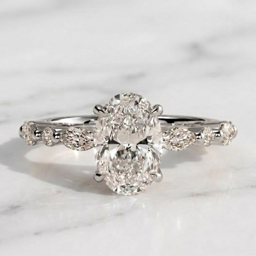 1.00 ct Oval Lab Grown Diamond Engagement Ring,Low Profile Solitaire, Handmade 14K Solid Gold, IGI Certified,Minimalist Wedding Ring for Her