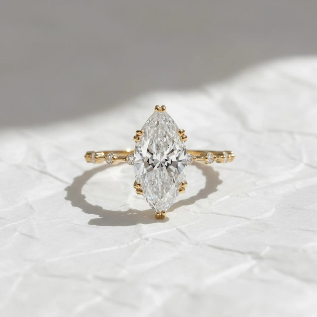 Marquise Diamond Engagement Ring Genuine Lab Grown Diamond Anniversary Ring Unique Proposal Ring for Her Six Claw Prong Setting Ring Gift Jwalin Jewels