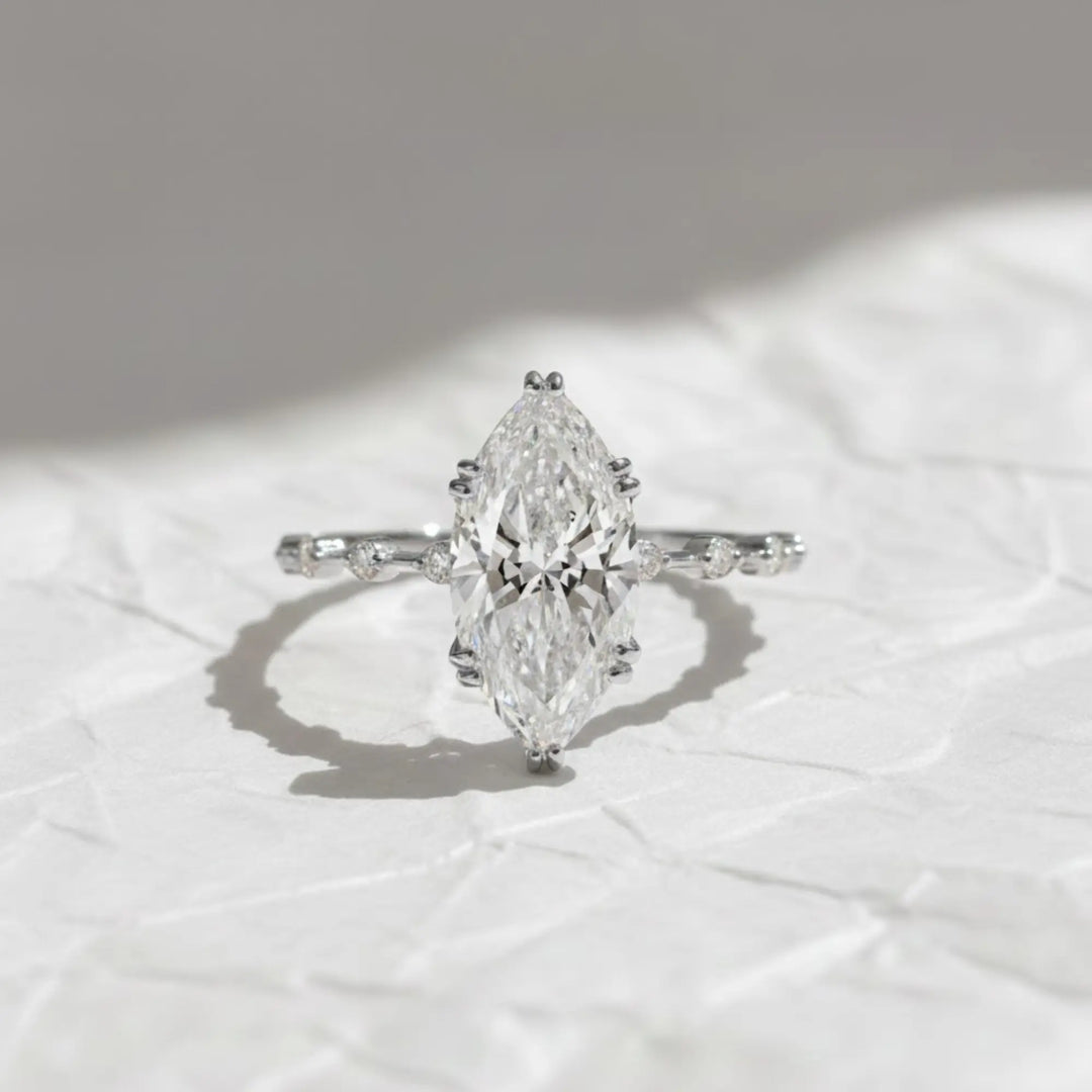 Marquise Diamond Engagement Ring Genuine Lab Grown Diamond Anniversary Ring Unique Proposal Ring for Her Six Claw Prong Setting Ring Gift Jwalin Jewels