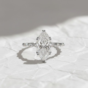 Marquise Diamond Engagement Ring Genuine Lab Grown Diamond Anniversary Ring Unique Proposal Ring for Her Six Claw Prong Setting Ring Gift