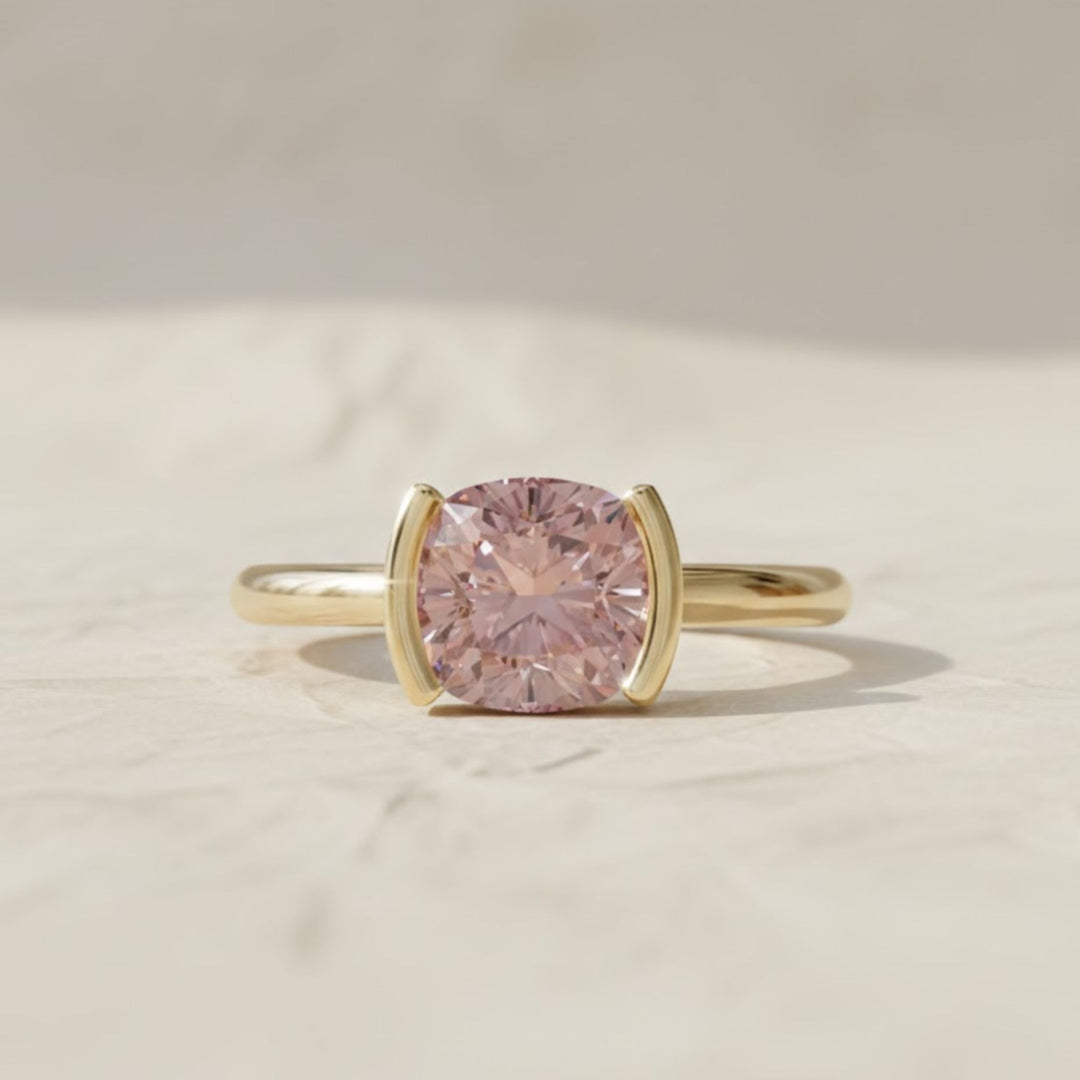 2 Carat Lab Grown Pink Diamond Ring Pink Solitaire Cushion Engagement Ring Wedding Gift Gold Ring For Women\Girl Anniversary Gift For Wife