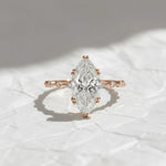 Load image into Gallery viewer, Marquise Diamond Engagement Ring Genuine Lab Grown Diamond Anniversary Ring Unique Proposal Ring for Her Six Claw Prong Setting Ring Gift Jwalin Jewels