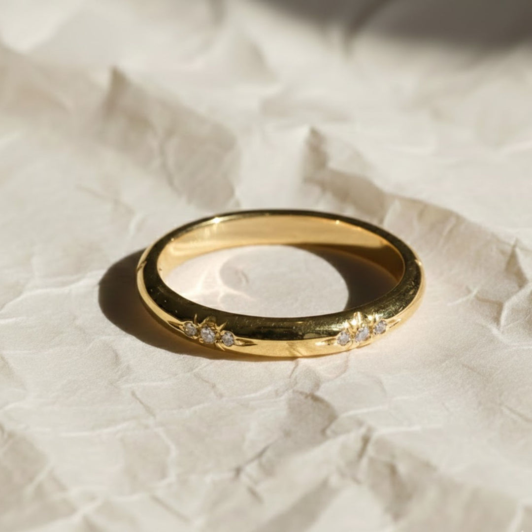 Round Cut Diamond Wedding Band Flush Set Diamond Engagement Ring Plain Solid Gold Matching Band Promise Band For Girlfriend