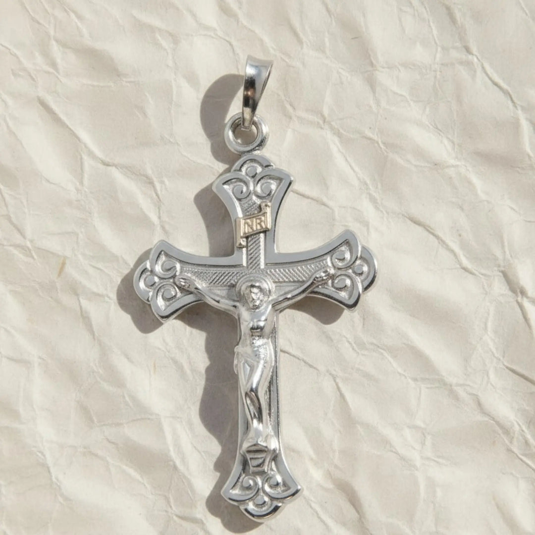 14K Solid Gold Jesus Cross Pendant, Christian Jewelry Jwalin Jewels