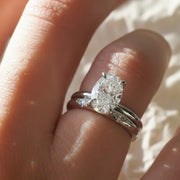 Round Cut Diamond Wedding Band Flush Set Diamond Engagement Ring Plain Solid Gold Matching Band Promise Band For Girlfriend