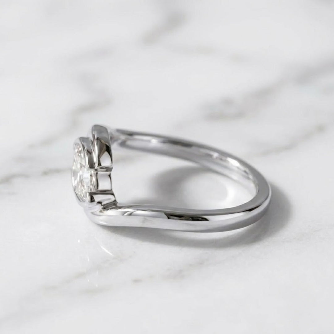 Lab Diamond Marquise Bezel Ring | East West Marquise Ring | Tension Set Marquise Ring | Gold Solitaire Ring | Unique Engagement Ring | Gift For Her