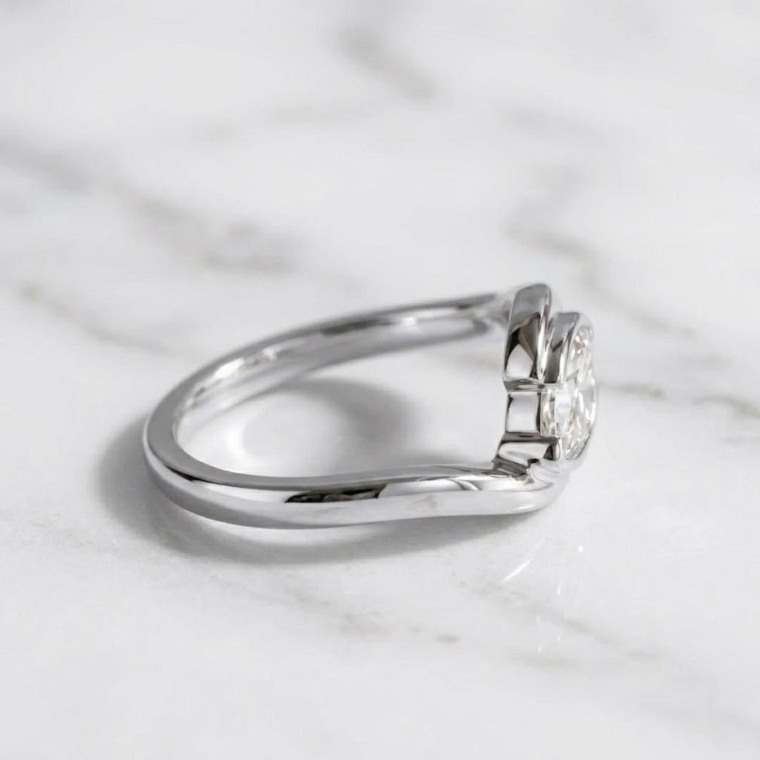 Lab Diamond Marquise Bezel Ring | East West Marquise Ring | Tension Set Marquise Ring | Gold Solitaire Ring | Unique Engagement Ring | Gift For Her
