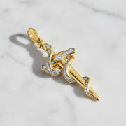 Gold Snake Pendant Necklace 14K Solid Gold Mythology, Pave Set, Custom Metal & Carat Options, Water Resistant, Zodiac Charm