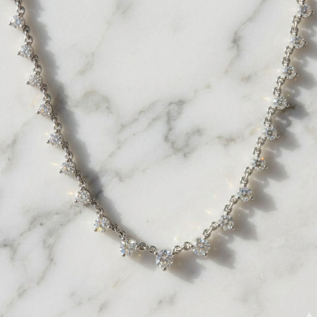 Diamond Drip Necklace, 1.09 CT Round ,14K Solid Gold, Gift for Her, Modern Fine Jewelry