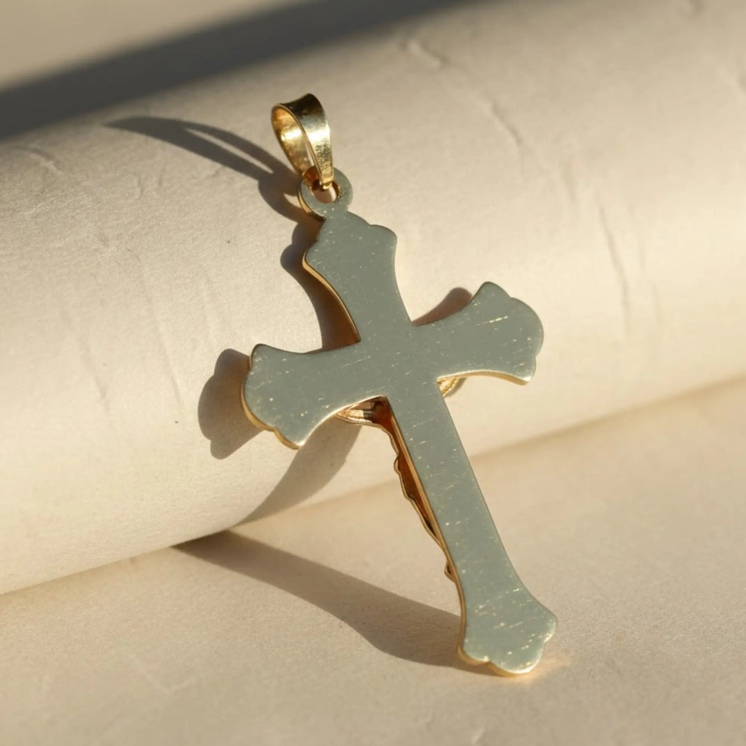 14K Solid Gold Jesus Cross Pendant, Christian Jewelry Jwalin Jewels