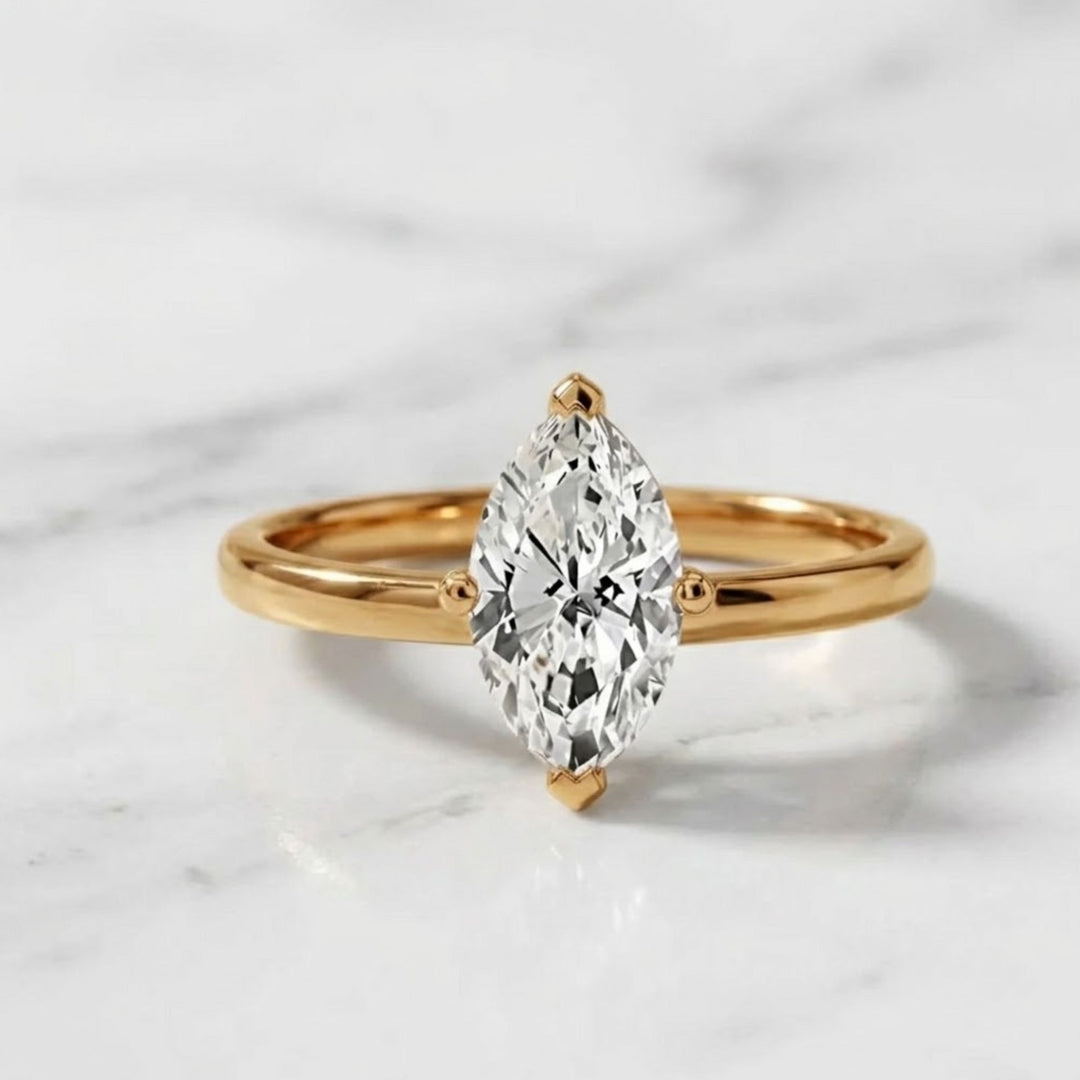Marquise Solitaire Engagement Ring 14K Gold White, Yellow, Rose Gold Certified Lab-Grown Diamonds