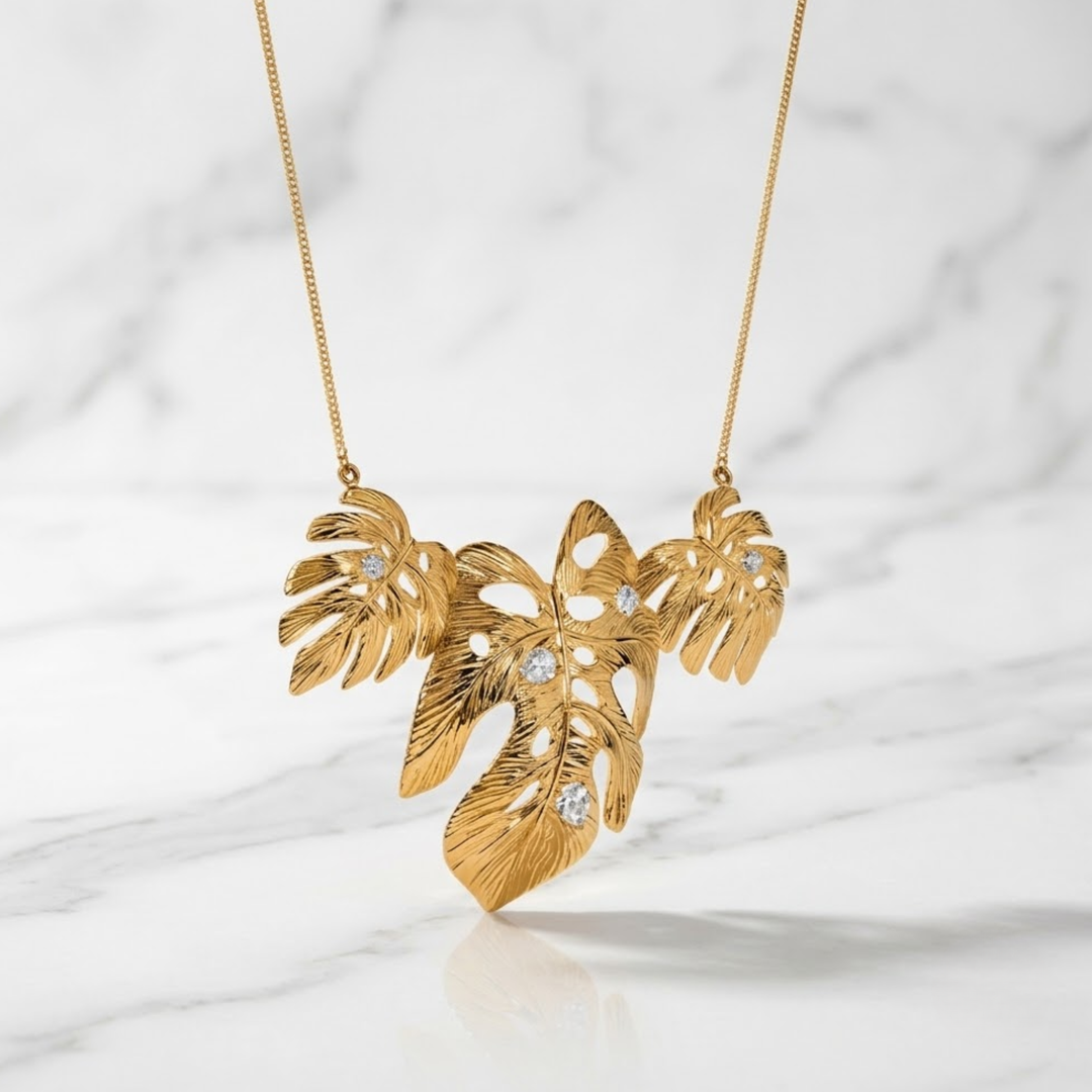 GIA Certified Natural Diamond Golden Vine Necklace, 18K Gold Diamond Necklace, Nature Inspired Vine Jewelry