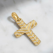 Cross Necklace for Man , Chevron Cross For Men Necklace, Box Chain Necklace for Man, 14K Solid Gold cross pendant, Fathers Day Gifts