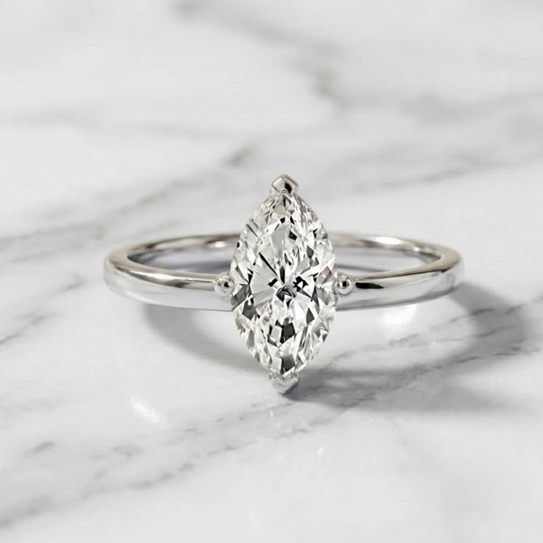 Marquise Solitaire Engagement Ring 14K Gold White, Yellow, Rose Gold Certified Lab-Grown Diamonds