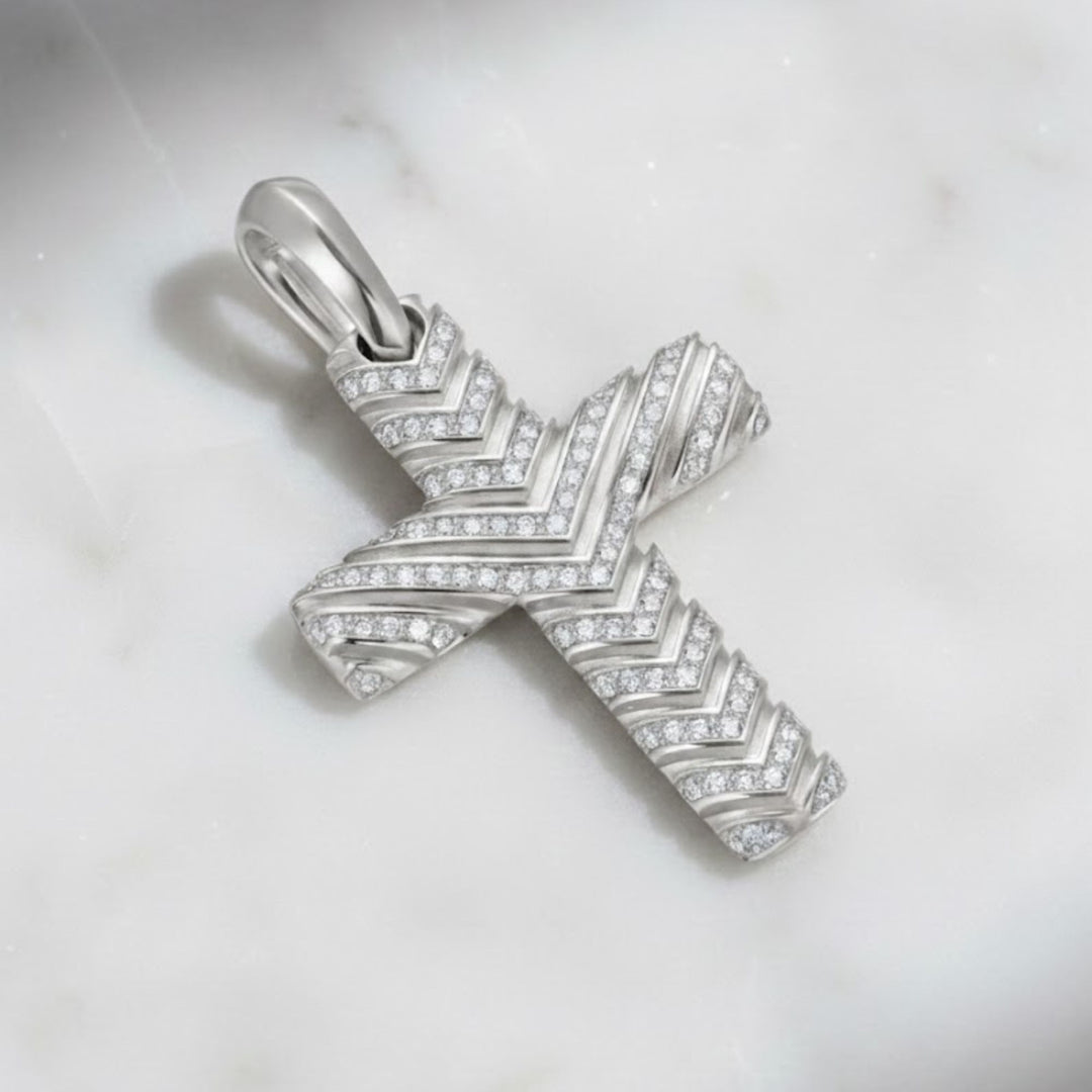 Cross Necklace for Man , Chevron Cross For Men Necklace, Box Chain Necklace for Man, 14K Solid Gold cross pendant, Fathers Day Gifts