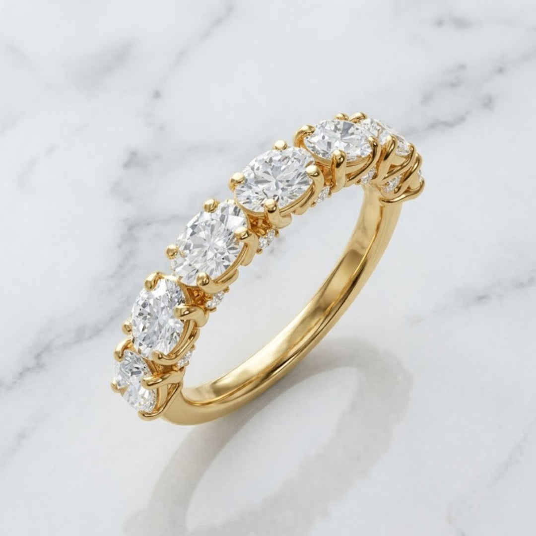 Oval Shaped Wedding Ring, Stackable Diamond Band, Diamond Eternity, Wedding Band, IGI Certified, 18K Solid Gold Wedding Band, Gift for Her