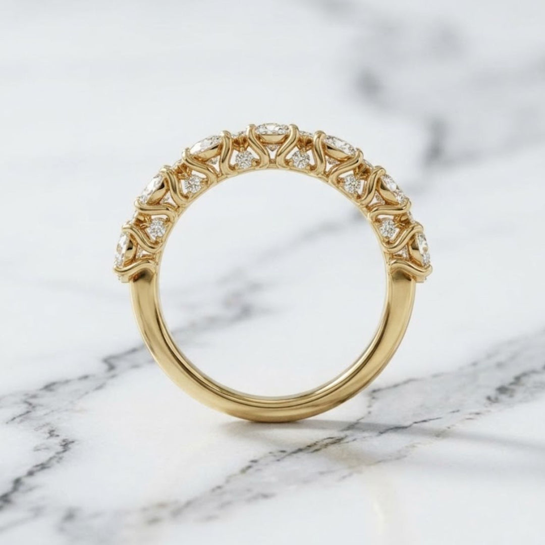 Oval Shaped Wedding Ring, Stackable Diamond Band, Diamond Eternity, Wedding Band, IGI Certified, 18K Solid Gold Wedding Band, Gift for Her
