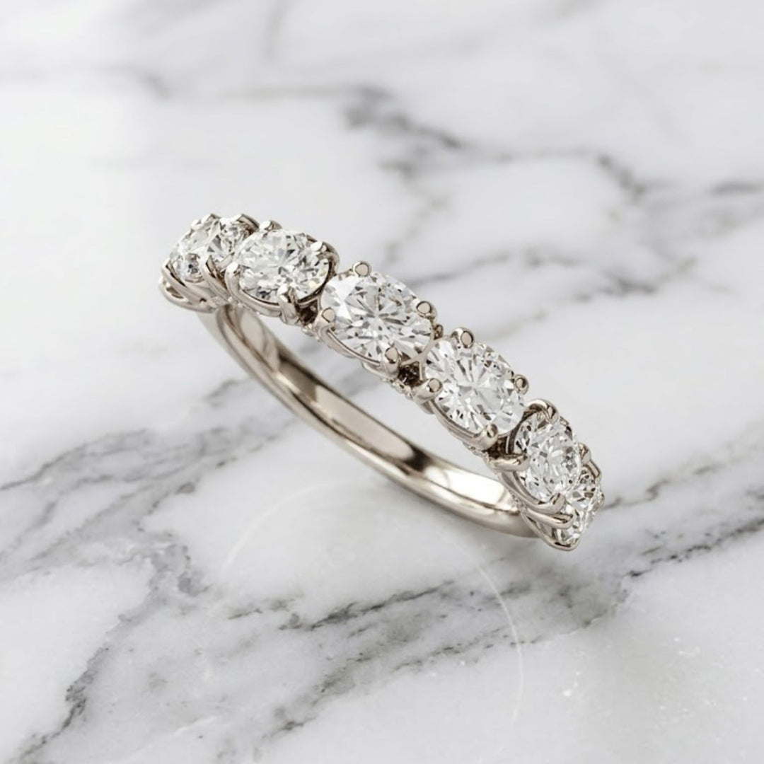 Oval Shaped Wedding Ring, Stackable Diamond Band, Diamond Eternity, Wedding Band, IGI Certified, 18K Solid Gold Wedding Band, Gift for Her